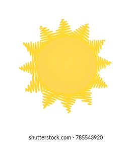 Simple outlined yellow sun doodle icon illustration