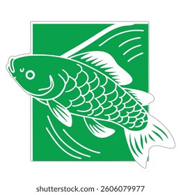 Simple outlines or geometric shapes forming the fish.