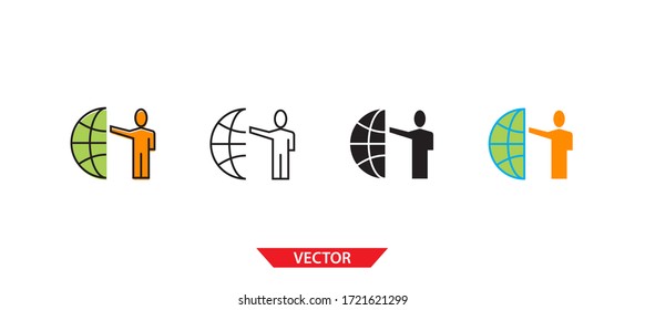 Simple outsource icon on white background 4 types such as outline, black, color, outline and color. Vector illustration.