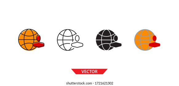 Icono de subcontratación simple en fondo blanco 4 tipos como contorno, negro, color, contorno y color. Ilustración vectorial.