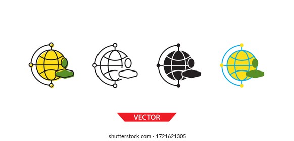 Simple outsource icon on white background 4 types such as outline, black, color, outline and color. Vector illustration.