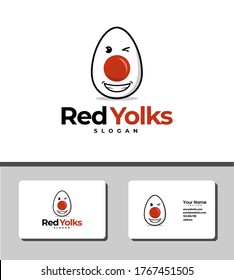 Diseño de plantillas de logotipo sencillo y sobresaliente que ilustra el huevo de yema rojo para empresas alimentarias