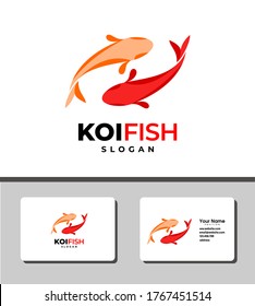 Simple and outstanding logo template design that illustrates two koi fish for livestock farming companies