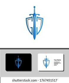 Simple and outstanding logo template design that illustrates the C & G letter forming a shield and sword for business companies