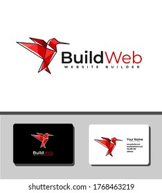 Diseño de plantillas de logotipo sencillo y sobresaliente que ilustra el pájaro del origami para empresas de tecnología