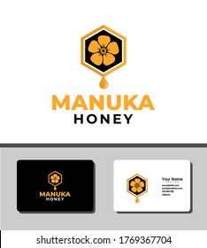 Simple and outstanding logo template design that illustrates simple honeycomb icon and manuka flower