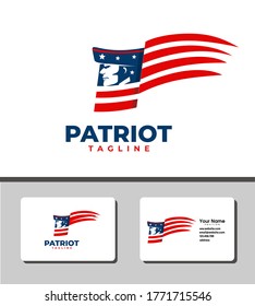 Simple and outstanding logo template design that illustrates American flag and patriot icon character