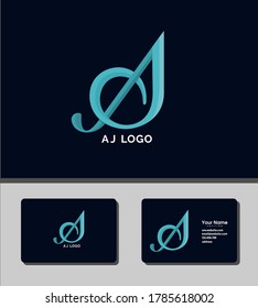Diseño de plantillas de logotipo sencillo y excepcional que combina letras A y J para empresas comerciales