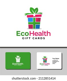 Simple and outstanding logo template design that combination of gift box, red cross, and leaf icon for health company
