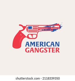 Simple and outstanding logo template design that illustrates the gun and American flag