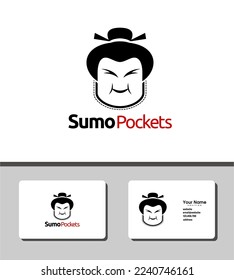 Simple and outstanding logo template design that combines head sumo and pocket for business company