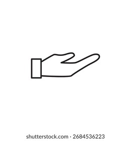 Einfaches, ausgestrecktes Handsymbol, das Pflege, Schutz oder Spende symbolisiert.
