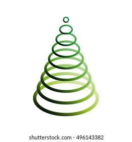 Simple oval green christmas tree. Simple elegant green xmas tree made from rigs on white bakground. 