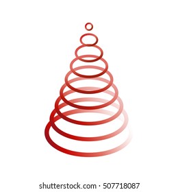 Simple oval red christmas tree. Simple elegant red xmas tree made from rigs on white background. 