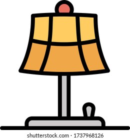 Simple Oval Shape Fabric Bedside Desk Lamp with Nightstand Vector Color Icon design, Electrical Power Side Table Lamp Concept. Home Office Interior Decoration Bulb on White Background. 