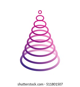 Simple oval violet christmas tree. Simple elegant pink xmas tree made from rigs on white background. 