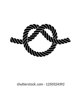 Simple overhand knot, isolated on white background.