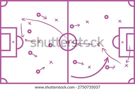 Simple overhead diagram illustrating dynamic soccer team strategy and offensive movement across the entire pitch