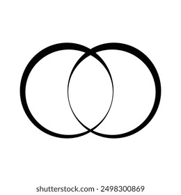 Simple overlapping circles vector drawing, version with three to seven objects, also interlocked rounds style. Vector illustration on white background. Eps file 29.