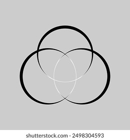 Simple overlapping circles vector drawing, diagram icons in line style design for website, app, UI, also interlocked rounds style. Isolated on grey background. Vector illustration. Eps file 31.