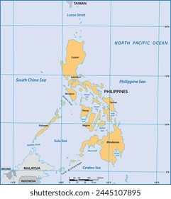 Simple overview map of the Asian island state of the Philippines