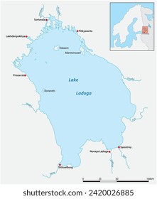 Simple overview map of Lake Ladoga, Karelia, Russia