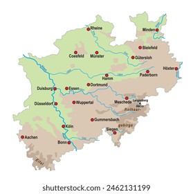 Simple overview map of North Rhine-Westphalia