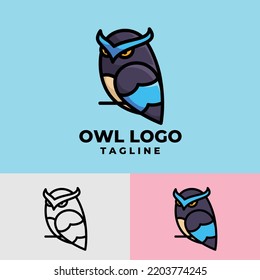 Simple Owl Cartoon Character Premium Logo Design