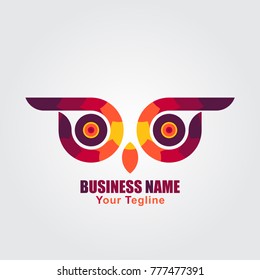 Simple owl eye colorful logo design with gold ratio style