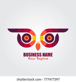 Simple owl eye colorful logo design with gold ratio style