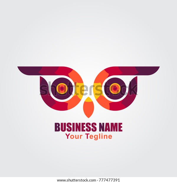 Simple Owl Eye Colorful Logo Design Stock Vector Royalty Free