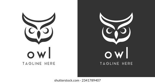 Simple owl head minimal owl head logo design template for business company organization.