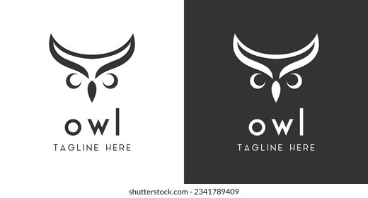 Simple owl head minimal owl head logo design template for business company organization.