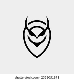 Simple Owl Head With Placeholder Map Shape Logo Concept