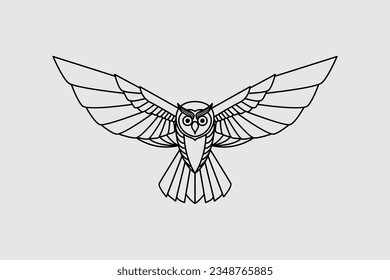 Simple Owl Line Art Style Symbol Vector