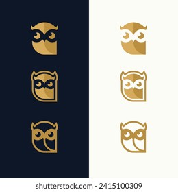 simple owl line logo design