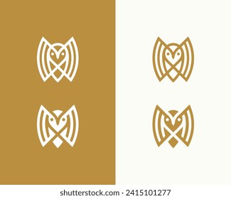 simple owl line logo design