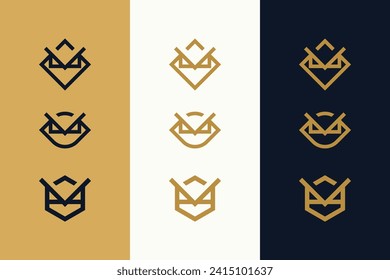 simple owl line logo design