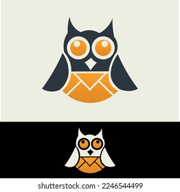 Simple Owl logo design, Owl chat bubble logo template design inspiration -vector illustration