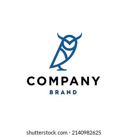 simple owl logo design. owl icon in simple outline art minimal Illustration