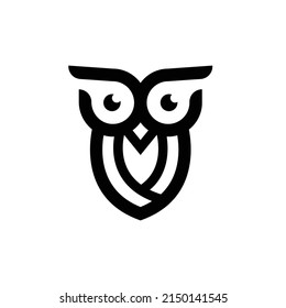 simple owl logo minimal design, owl logo on white background 