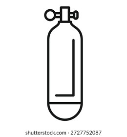 Einfaches Sauerstoff-Zylinder-Symbol mit einem sauberen und modernen Linienstil, der Tauchausrüstung und medizinischen Sauerstoff darstellt