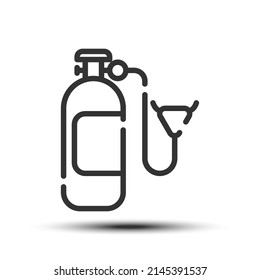 Simple oxygen outline icon, air and breathe small shadow monotone color on the white background