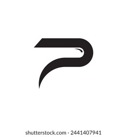 simple P animal logo design icon.