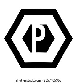 simple P hexagon design icon logo