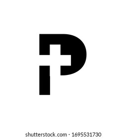 einfaches Logo für p-Brief-Design, mit dem Konzept des Gesundheitswesens