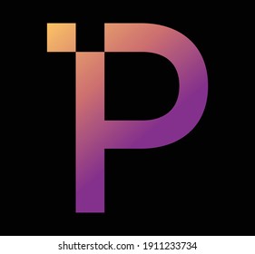simple P Pixel is the logo for the initials P which means pixel on the tip of P. simple, modern, and cool