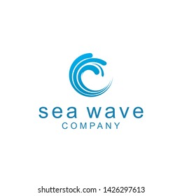 simple pacific sea wave logo design