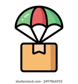 Einfaches buntes Paket-Symbol. Das Symbol kann für Websites, Druckvorlagen, Präsentationsvorlagen, Illustrationen usw. verwendet werden