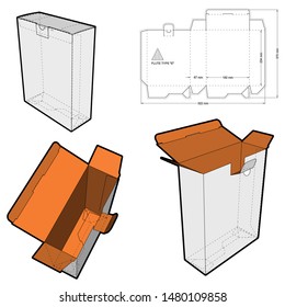 Simple Packaging Box 713 Flute Type E  E (Internal measurement 18.2x 6.7+ 23.4 cm) and Die-cut Pattern. The .eps file is full scale and fully functional. Prepared for real cardboard production.